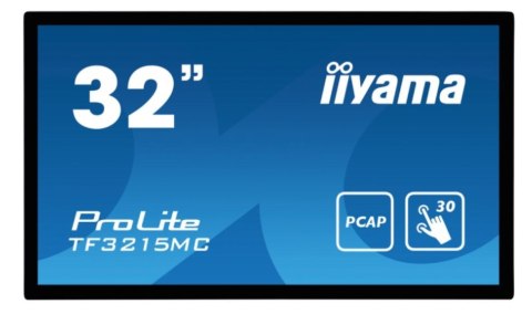 Monitor dotykowy 32 cale TF3215MC-B2 POJ 30PKT VA VGA HDMI DP 500cd m2 3000:1 8ms 24 7 7H IP65(front) PION POZIOM 200x200mm(vesa