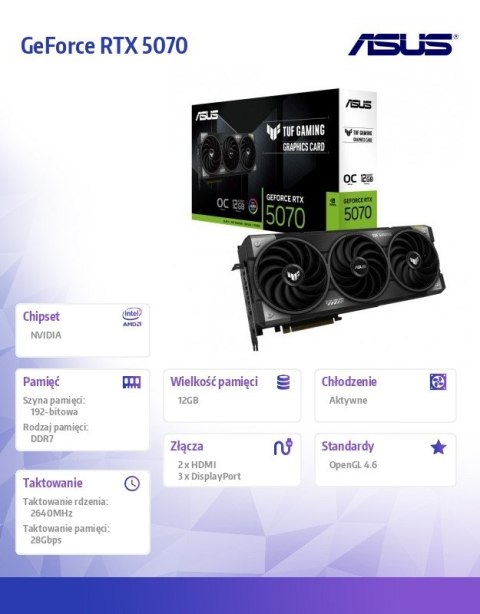 Karta graficzna GeForce RTX 5070 OC TUF-RTX5070-O12G-GAMING