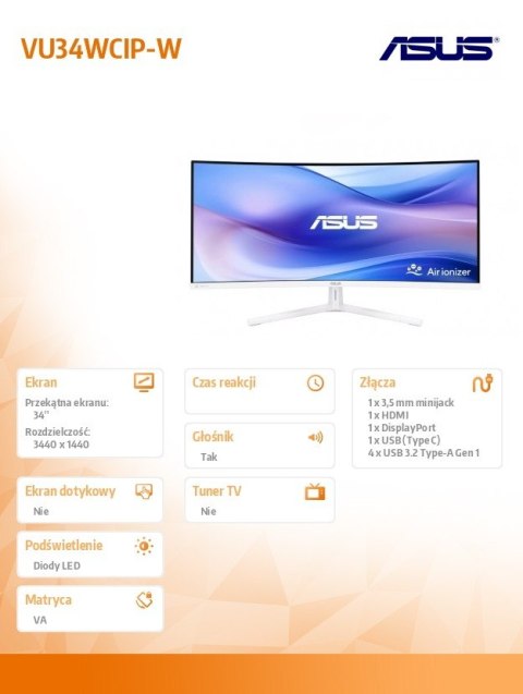 Monitor VU34WCIP-W EYE CAR WQHD 100Hz USB-C