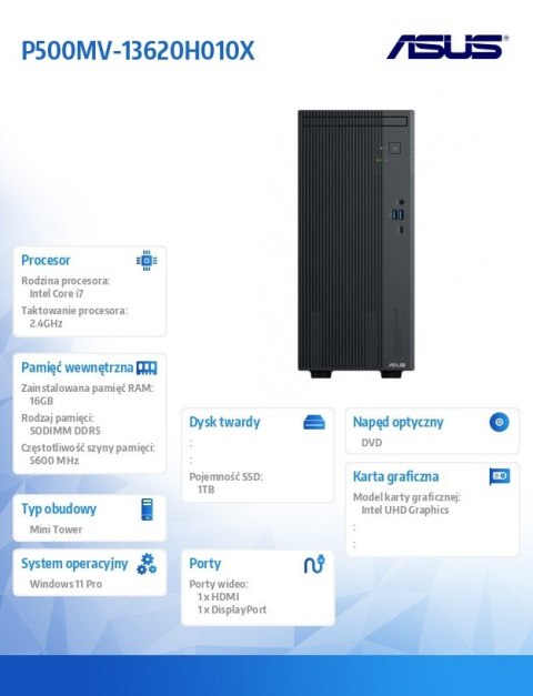 Komputer ExpertCenter P500MV-13620H010X i7-1360H/16GB/1TB/ Win 11 PRO/3YRS