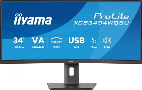Monitor 34 cali XCB3494WQSU-B1 VA UWQHD 1500R 2xHDMI DP 2xUSB 2xUSB-C