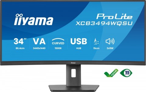 Monitor 34 cali XCB3494WQSU-B1 VA UWQHD 1500R 2xHDMI DP 2xUSB 2xUSB-C