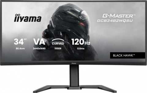Monitor 34 cale G-Master GCB3482WQSU-B1 VA UWQHD 120HZ 1500R  HDR400  21:9  500cd 2x5W  USB-c