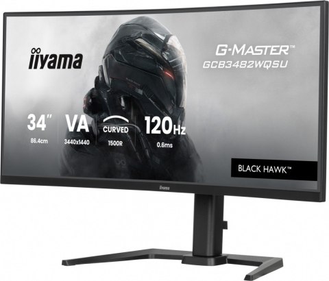 Monitor 34 cale G-Master GCB3482WQSU-B1 VA UWQHD 120HZ 1500R  HDR400  21:9  500cd 2x5W  USB-c