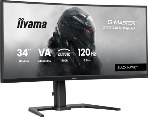 Monitor 34 cale G-Master GCB3482WQSU-B1 VA UWQHD 120HZ 1500R  HDR400  21:9  500cd 2x5W  USB-c