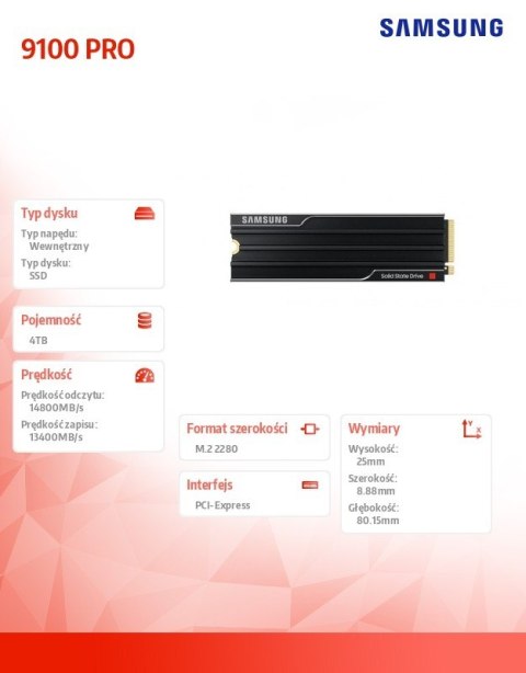 Dysk SSD 9100 PRO Heatsink NVMe MZ-VAP4T0CW