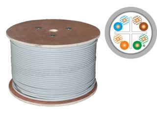Kabel F/UTP kat.6, sieciowy, skrętka, PVC, Eca 4PR, 1Gb/s (10Gb/s do 55m), gwarancja 10 lat, szary, 305m - Q-LANTEC