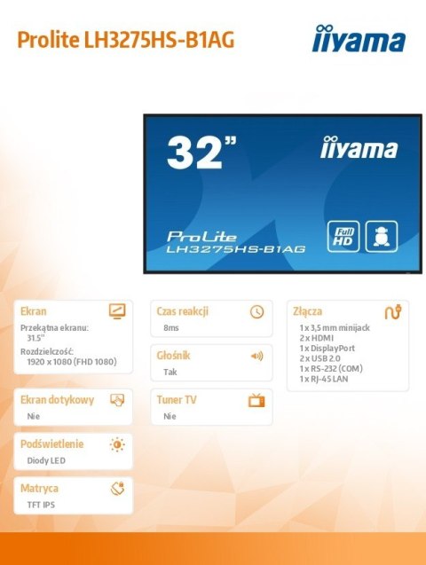 Monitor 32 cale LH3275HS-B1AG 24/7, IPS, ANDROID 11, FHD