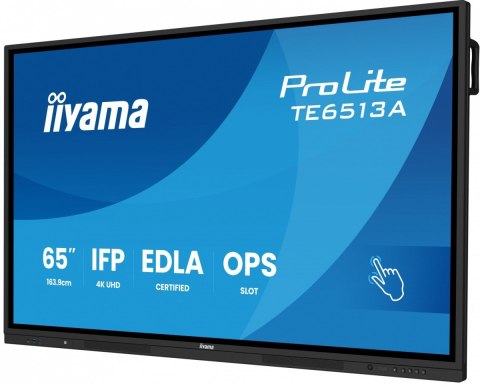 Monitor 65 cali TE6513A-B1AG INFRARED 40pkt IPS 4K 7H 450cd/m2  WiFi USB  ANDROID 14  Google EDLA 2x20W  UCHWYT CIENNY