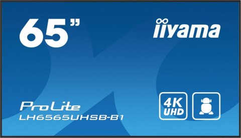*IIYAMA 65'LH6565UHSB-B1, 24/7,IPS,ANDROID.11,4K,800cd, iiSignage2, SDM, 2x HDMI, DP, 2x USB,2x 10W, RJ45, WiFi, 4/32GB, PIO