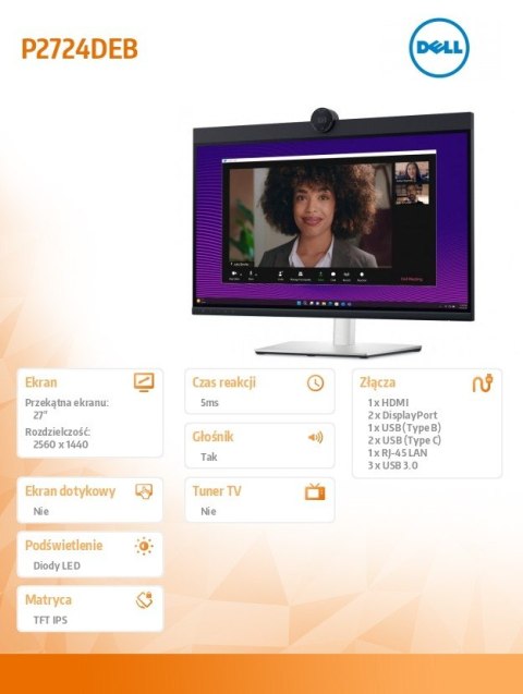 Monitor P2724DEB 27 cali LED IPS QHD 2560x1440