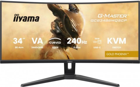 Monitor G-Master 34 cale GCB3486WQSCP-B1 VA UWQHD 240HZ 0.4ms 1500R HDR400 500cd 21:9 HDMI (2.1)  USB-C dock 95W  RJ45  2x5W  KV