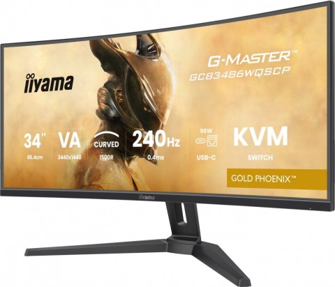 Monitor G-Master 34 cale GCB3486WQSCP-B1 VA UWQHD 240HZ 0.4ms 1500R HDR400 500cd 21:9 HDMI (2.1)  USB-C dock 95W  RJ45  2x5W  KV