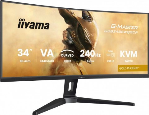 Monitor G-Master 34 cale GCB3486WQSCP-B1 VA UWQHD 240HZ 0.4ms 1500R HDR400 500cd 21:9 HDMI (2.1)  USB-C dock 95W  RJ45  2x5W  KV