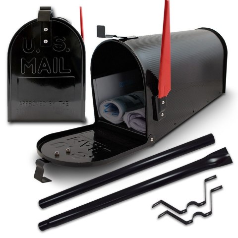 Skrzynka pocztowa Czarna na listy w stylu Amerykańskim + słupek