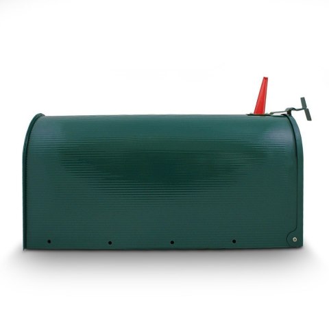 Skrzynka pocztowa na listy w stylu Amerykańskim Zielona z czerwoną flagą