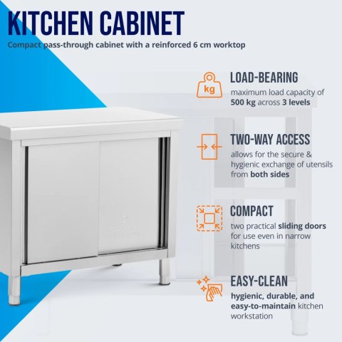 Stół blat roboczy centralny z szafką przelotową STAL 100 x 60 cm