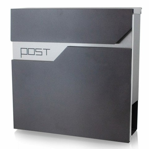 Skrzynka pocztowa z gazetnikiem na listy grafitowa ze stali nierdzewnej
