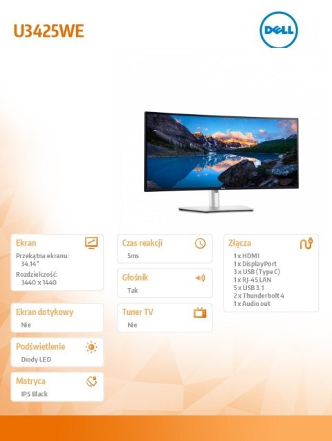 Monitor U3425WE 34.14 cala IPS