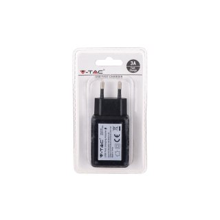 Ładowarka USB SZYBKA QC3.0 AC 3.6-6.5V 3.0A V-TAC Czarna VT-1026