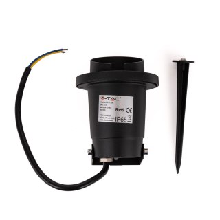 Oprawa Gruntowa Ogrodowa Wbijana Aluminium GU10 Czarna z daszkiem IP65 V-TAC VT-7704 3 Lata Gwarancji