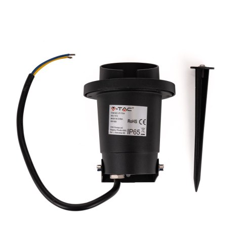 Oprawa Gruntowa Ogrodowa Wbijana Aluminium GU10 Czarna z daszkiem IP65 V-TAC VT-7704 3 Lata Gwarancji