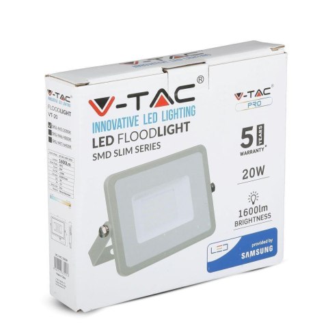 Projektor LED V-TAC 20W SAMSUNG CHIP Szary VT-20-G 3000K 1600lm 5 Lat Gwarancji