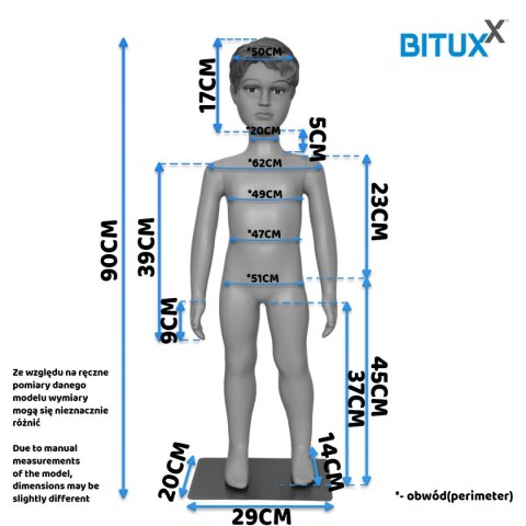 DZIECIĘCY MANEKIN PEŁNOPOSTACIOWY CHŁOPIĘCY NA WYSTAWĘ DO SKLEPU 90CM