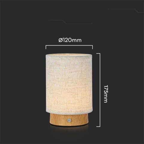 Lampka Biurkowa Nocna V-TAC 3W LED Ładowanie Ściemnianie Drewno VT-7569 3000K 110lm