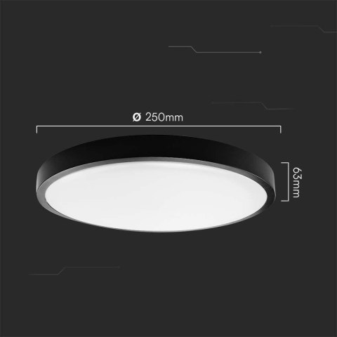 Plafon V-TAC 18W LED Okrągły 25cm Natynkowy IP44 Czarny VT-8618B 3000K 1830lm