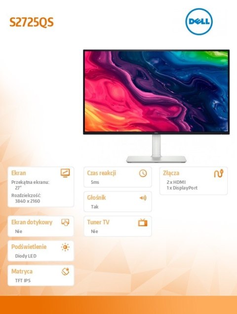 Monitor S2725QS 27 cali LED 4K IPS
