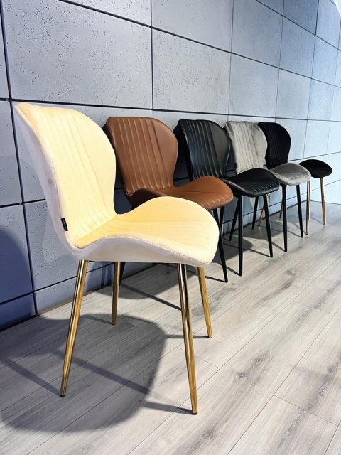 Krzesło tapicerowane MONTI VELVET BEIGE GOLD