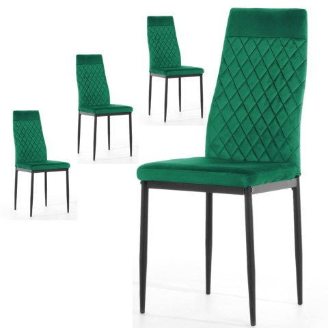 Krzesło tapicerowane zestaw 4x VALVA CARO VELVET GREEN