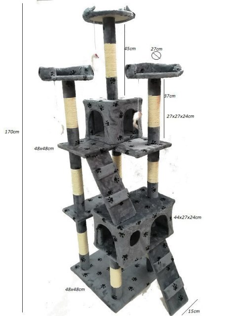 Drapak dla kota 170cm Grafitowy wygodne legowisko dla kotów