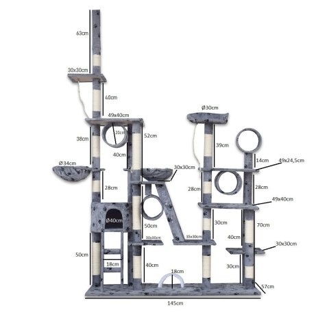 Drapak dla Kota Koci Plac zabaw wysoki XXL 2,5m drzewko gigant