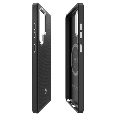 Etui silikonowe Spigen Enzo Aramid z ringiem MagFit do Samsung Galaxy S25 Ultra - czarne
