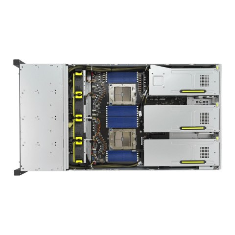 Platforma Asus Rack (2U) RS720A-E12-RS24U AMD Epyc 9004 (24x NVMe, 2xM.2, 3xGPU, 2x10Gbe, IPMI, 1+1 2600W)