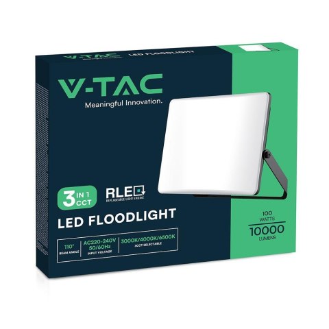 Projektor LED V-TAC 100W LED 3w1 CCT 100Lm/W Mleczny Klosz VT-44107CCT 3000-4000K-6500K 10000lm