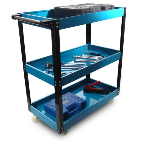 Wózek na kółkach na narzędzia organizer mobilny niebieski z uchwytem