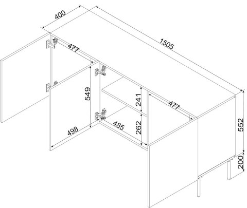 Komoda ISLA 150,5x40x75 czarny mat
