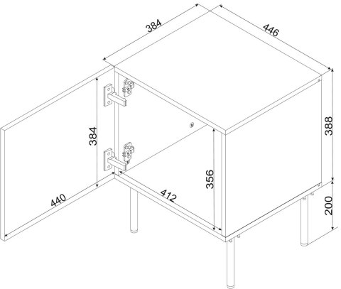 Szafka nocna 2szt ISLA 44,5x40x59 kaszmir mat