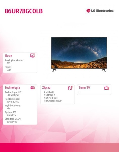 Telewizor LED 86 cali 86UR78GC0LB
