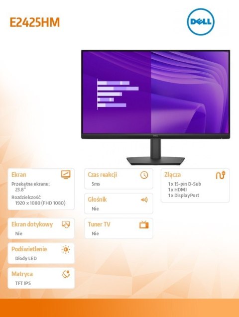 Monitor E2425HM 23.8 cala VA LED Full HD 1920x1080