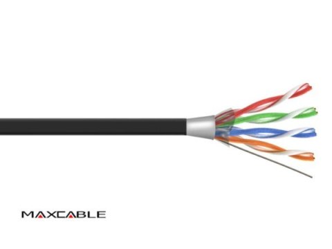 Przewód UTP6 drut Cu UV czarny 305m MAXCABLE