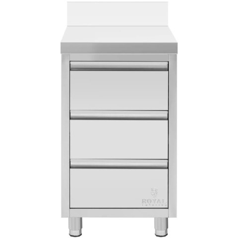 Szafka gastronomiczna przyścienna z rantem 3 szuflady STAL 50 x 60 cm