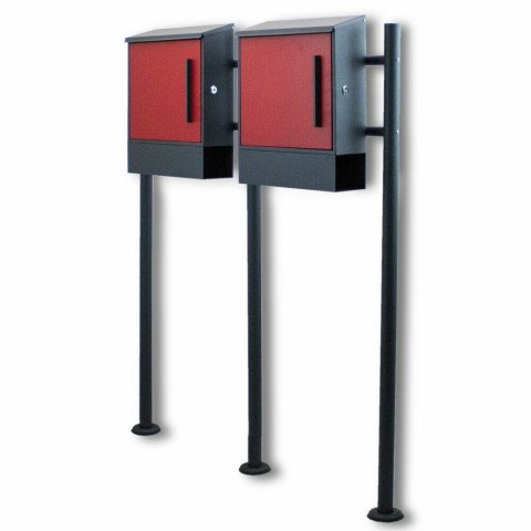 Duży Zestaw skrzynek pocztowych 2szt na słupkach A4 czerwone BITUXX