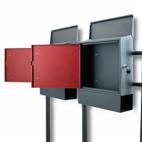 Duży Zestaw skrzynek pocztowych 2szt na słupkach A4 czerwone BITUXX