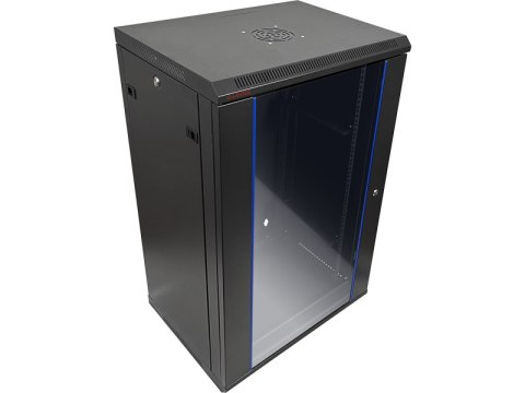 Szafa wisząca 19" 18U 600x450, drzwi szklane jednoskrzydłowe, tył osłona pełna demontowalna, osłony boczne pełne demontowalne za