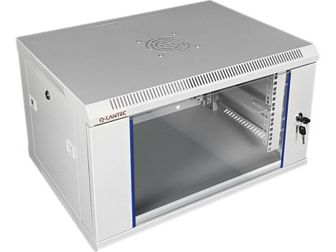 Szafa wisząca 19" 6U 600x450, drzwi szklane jednoskrzydłowe, tył osłona pełna demontowalna, osłony boczne pełne demontowalne zam