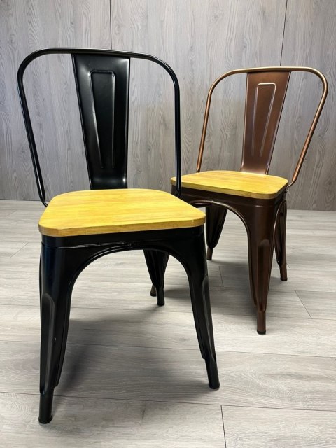 Krzesło metalowe loft CORSICA NERO PINE